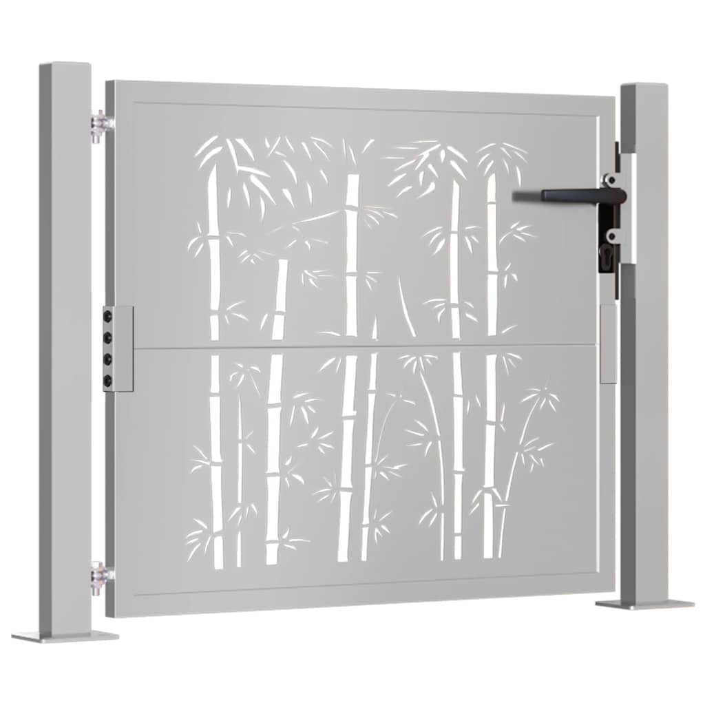 vidaXL Portão de jardim 100x75 cm Aço Corten Design Bambu