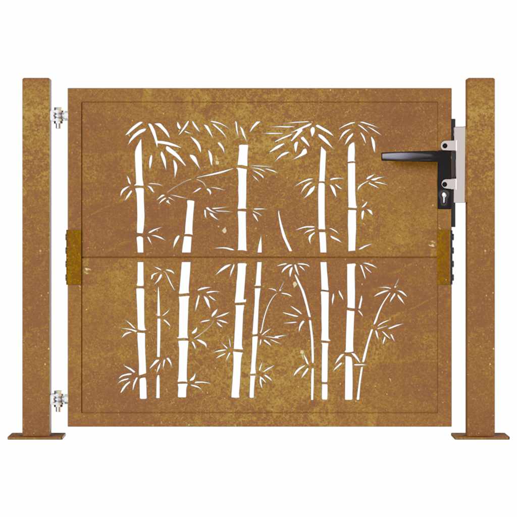 vidaXL Portão de jardim 100x75 cm Aço Corten Design Bambu