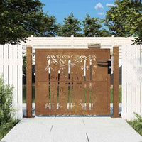 vidaXL Portão de jardim 100x75 cm Aço Corten Design Bambu
