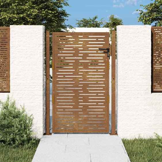 vidaXL Portão de jardim 100x75 cm em aço corten com design quadrado