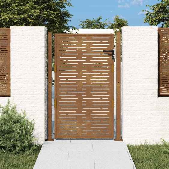 vidaXL Portão de jardim 100x75 cm em aço corten com design quadrado