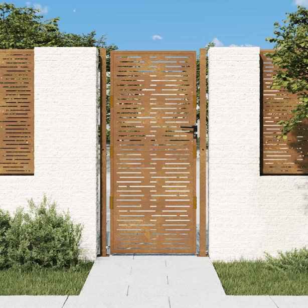 vidaXL Portão de jardim 100x75 cm em aço corten com design quadrado