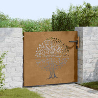 vidaXL Portão de jardim 85x75 cm aço corten design árvore