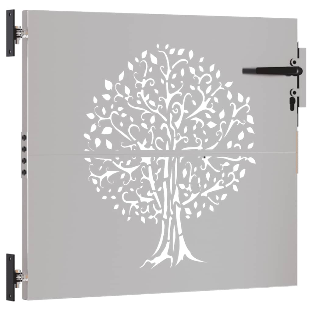 vidaXL Portão de jardim 85x75 cm aço corten design árvore