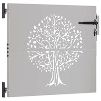 vidaXL Portão de jardim 85x75 cm aço corten design árvore