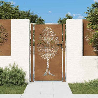 vidaXL Portão de jardim 100x75 cm em aço corten com design de árvore