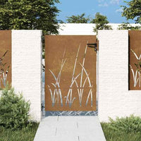vidaXL Portão de jardim 85x75 cm aço corten design erva