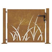 vidaXL Portão de jardim 100x75 cm em aço corten com design de grama
