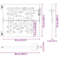 vidaXL Portão de jardim 85x75 cm aço corten design bambu