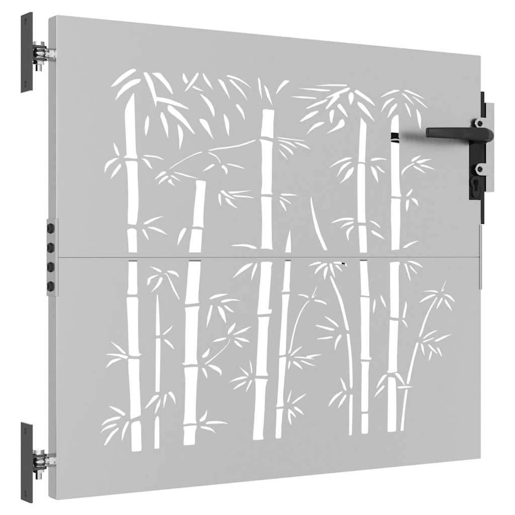 vidaXL Portão de jardim 85x75 cm aço corten design bambu