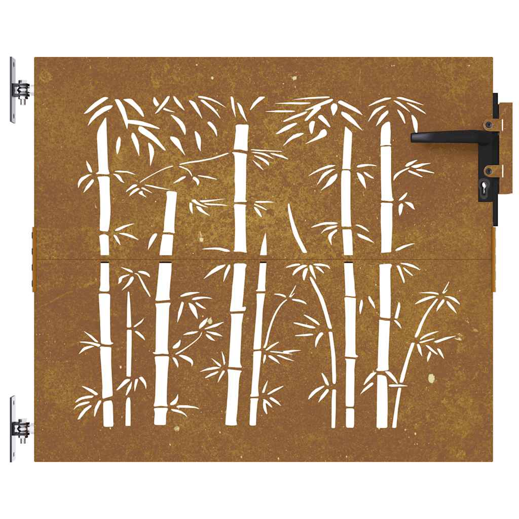 vidaXL Portão de jardim 85x75 cm aço corten design bambu