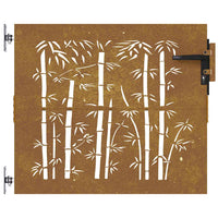 vidaXL Portão de jardim 85x75 cm aço corten design bambu