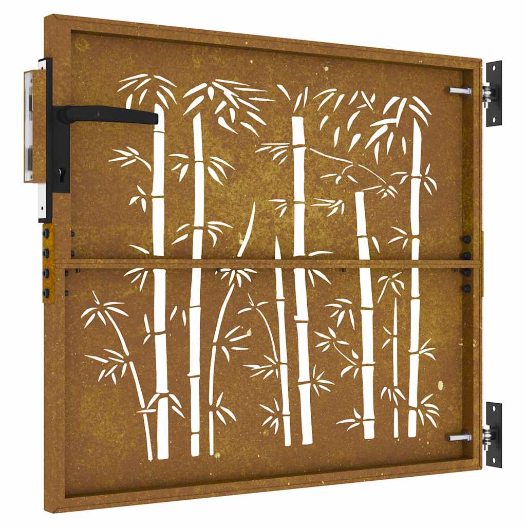 vidaXL Portão de jardim 85x75 cm aço corten design bambu