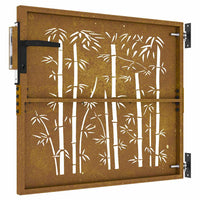 vidaXL Portão de jardim 85x75 cm aço corten design bambu