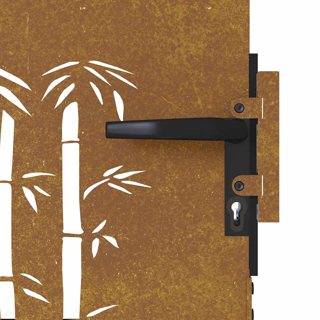 vidaXL Portão de jardim 85x75 cm aço corten design bambu
