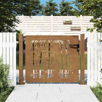 vidaXL Portão de jardim 100x75 cm Aço Corten Design Bambu