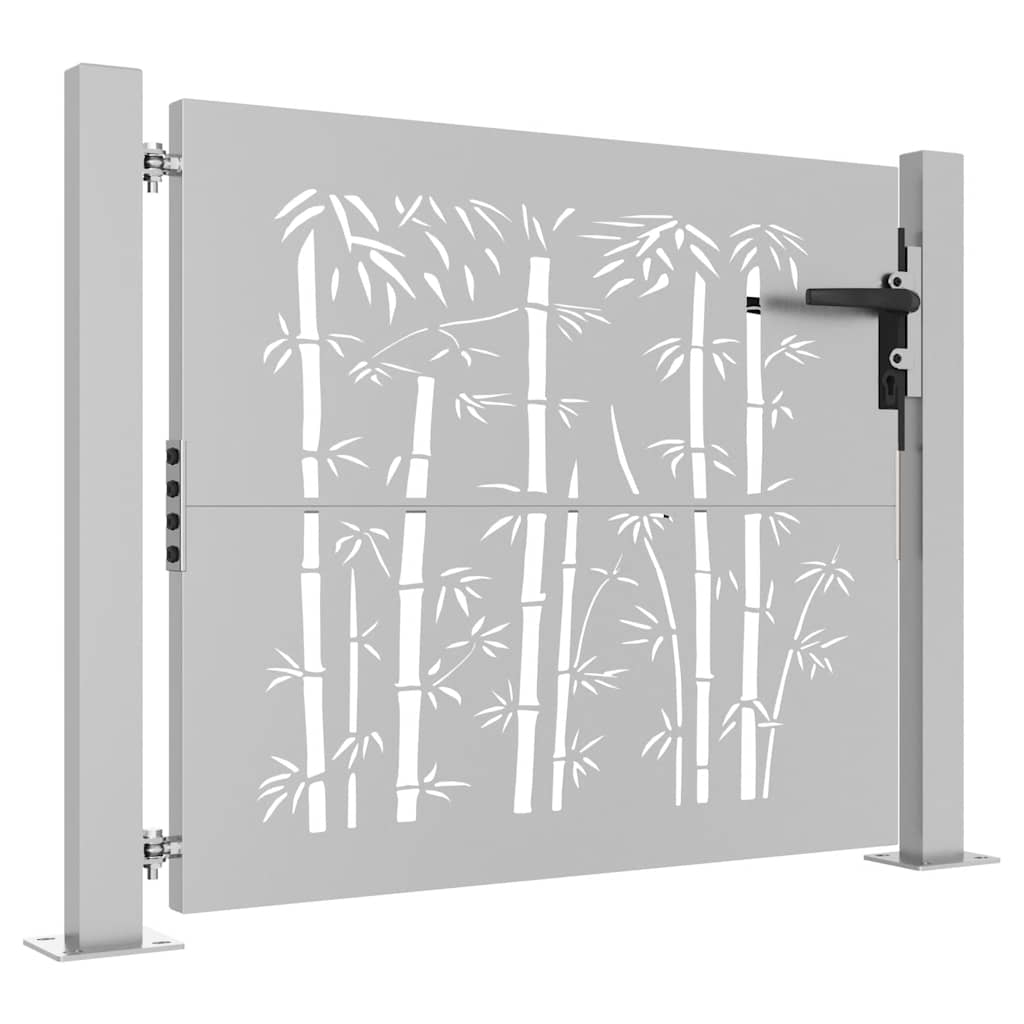 vidaXL Portão de jardim 100x75 cm Aço Corten Design Bambu