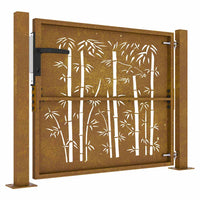 vidaXL Portão de jardim 100x75 cm Aço Corten Design Bambu