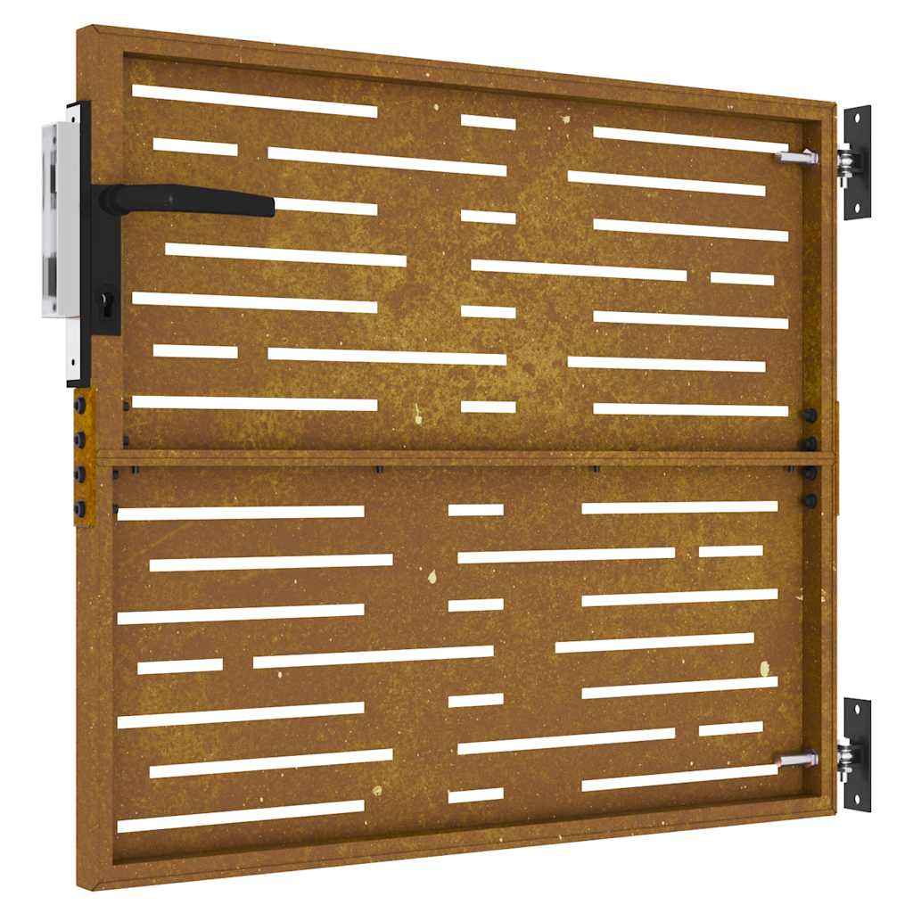 vidaXL Portão de jardim 85x75 cm aço corten design quadrados