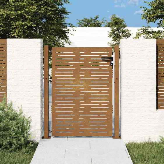 vidaXL Portão de jardim 100x75 cm em aço corten com design quadrado