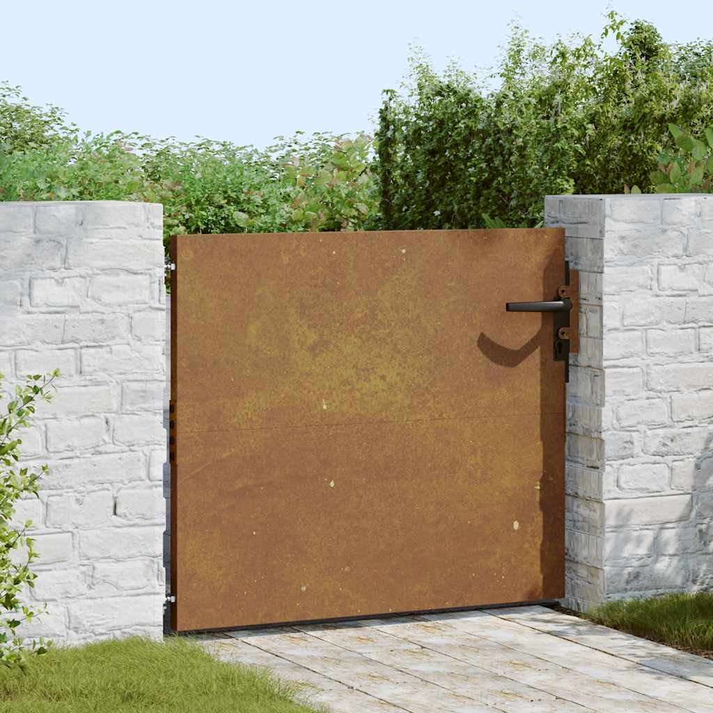 vidaXL Portão de jardim 85x75 cm aço corten