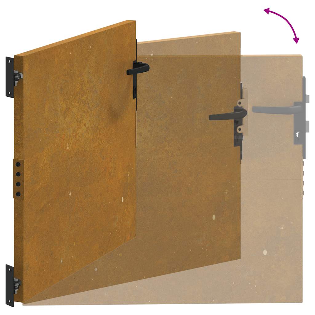 vidaXL Portão de jardim 85x75 cm aço corten