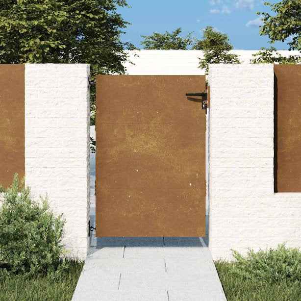 vidaXL Portão de jardim 85x75 cm aço corten