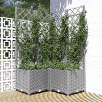 vidaXL Vaso/floreira jardim c/ treliça 40x40x121,5 cm PP cinza-claro