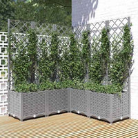 vidaXL Vaso/floreira jardim c/ treliça 40x40x121,5 cm PP cinza-claro