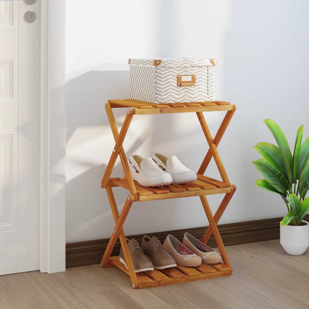 vidaXL Prateleira dobrável 3 níveis 70x31x63 cm acácia maciça castanho