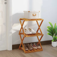 vidaXL Prateleira dobrável 3 níveis 70x31x63 cm acácia maciça castanho