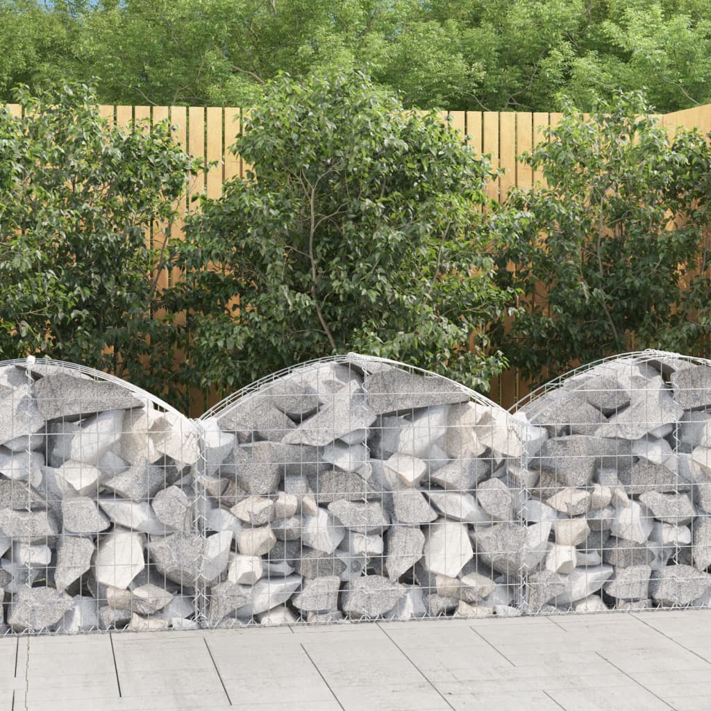 vidaXL Cesto gabião arqueado 100x30x40/60 cm ferro galvanizado