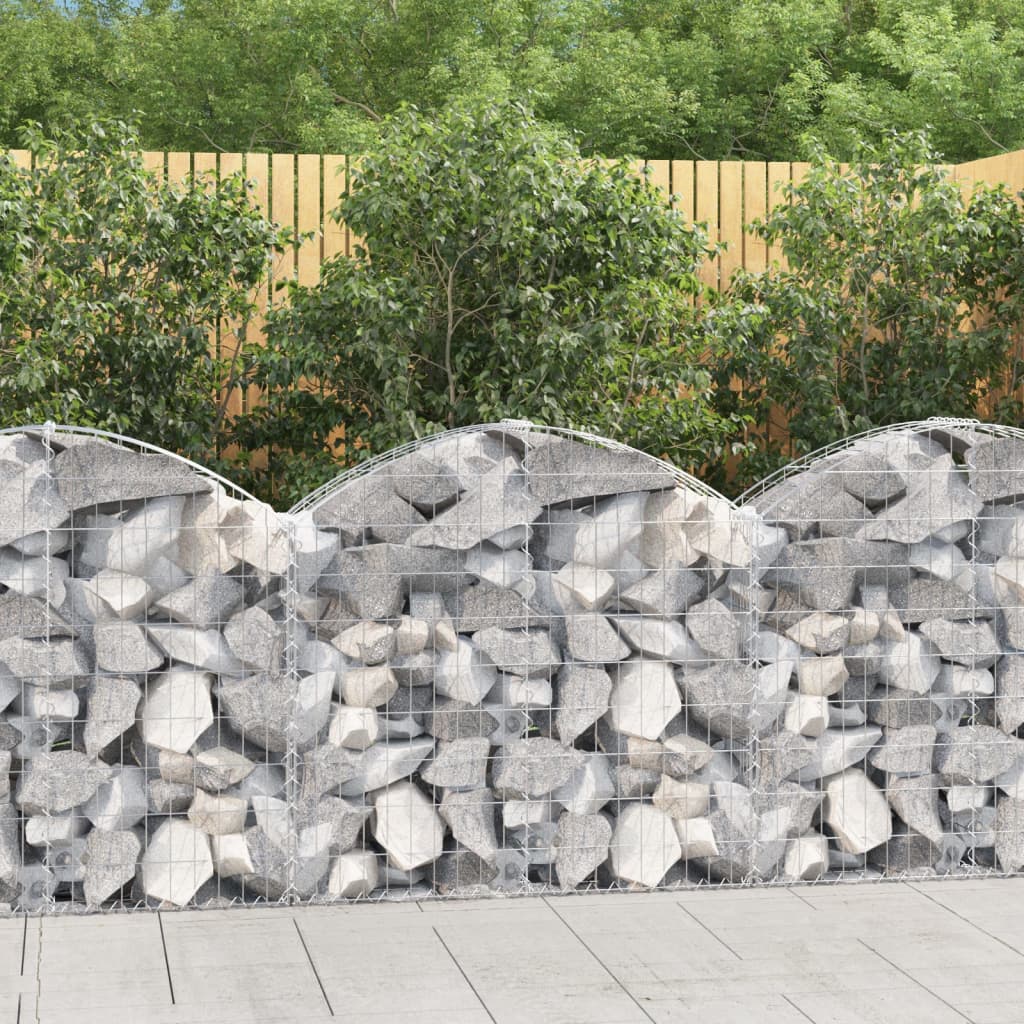 vidaXL Cesto gabião arqueado 100x30x40/60 cm ferro galvanizado