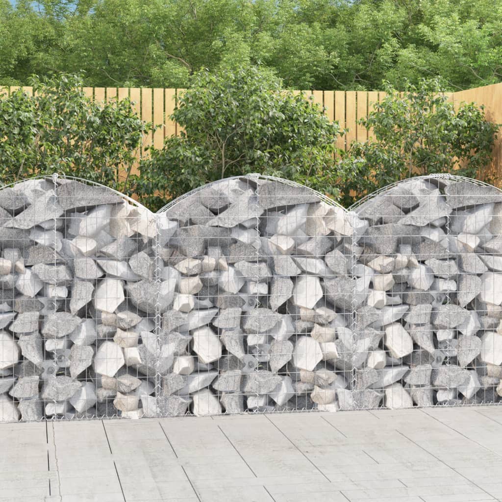 vidaXL Cesto gabião arqueado 100x30x40/60 cm ferro galvanizado