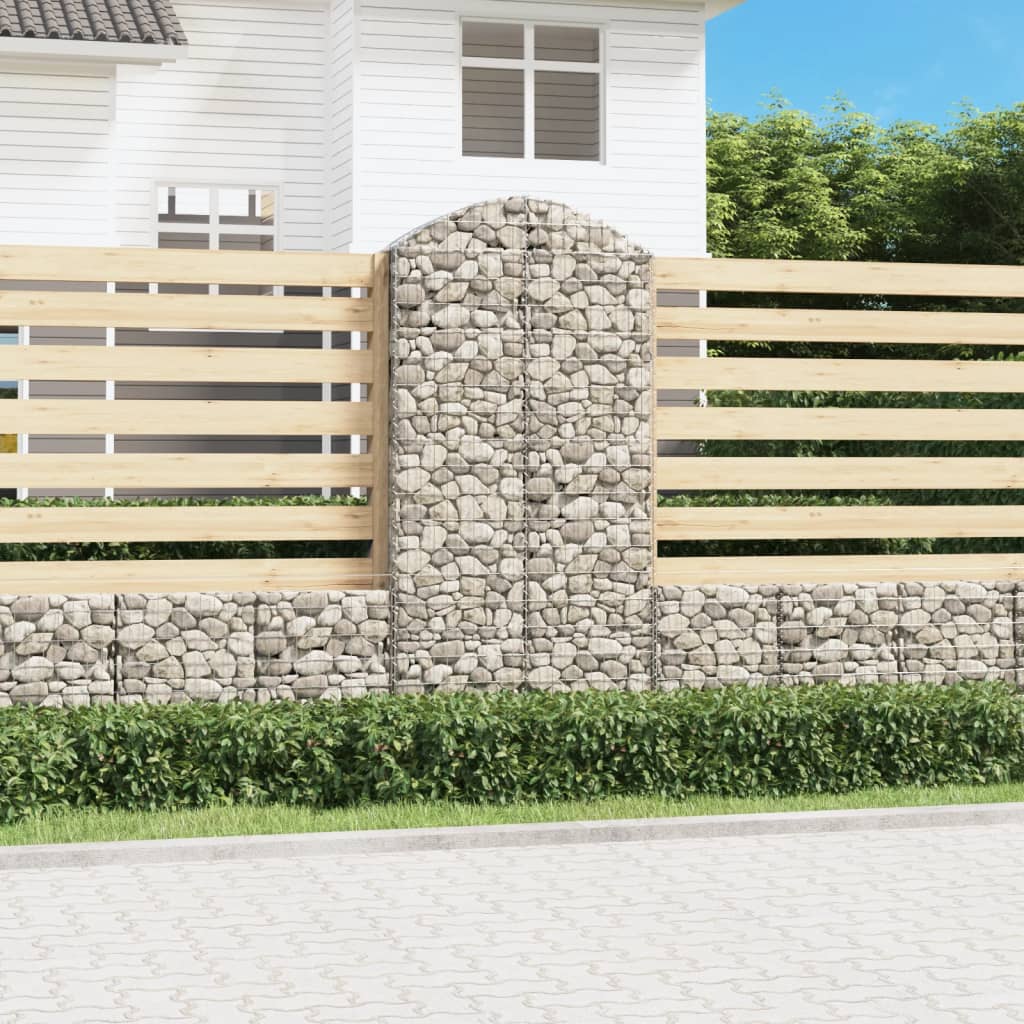 vidaXL Cesto gabião arqueado 100x30x40/60 cm ferro galvanizado