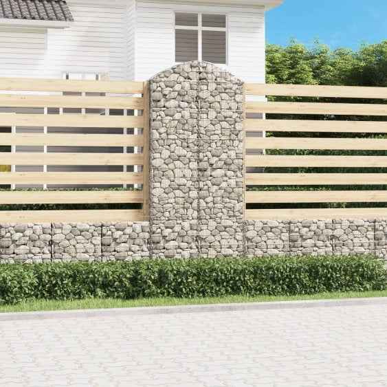 vidaXL Cesto gabião arqueado 100x30x40/60 cm ferro galvanizado