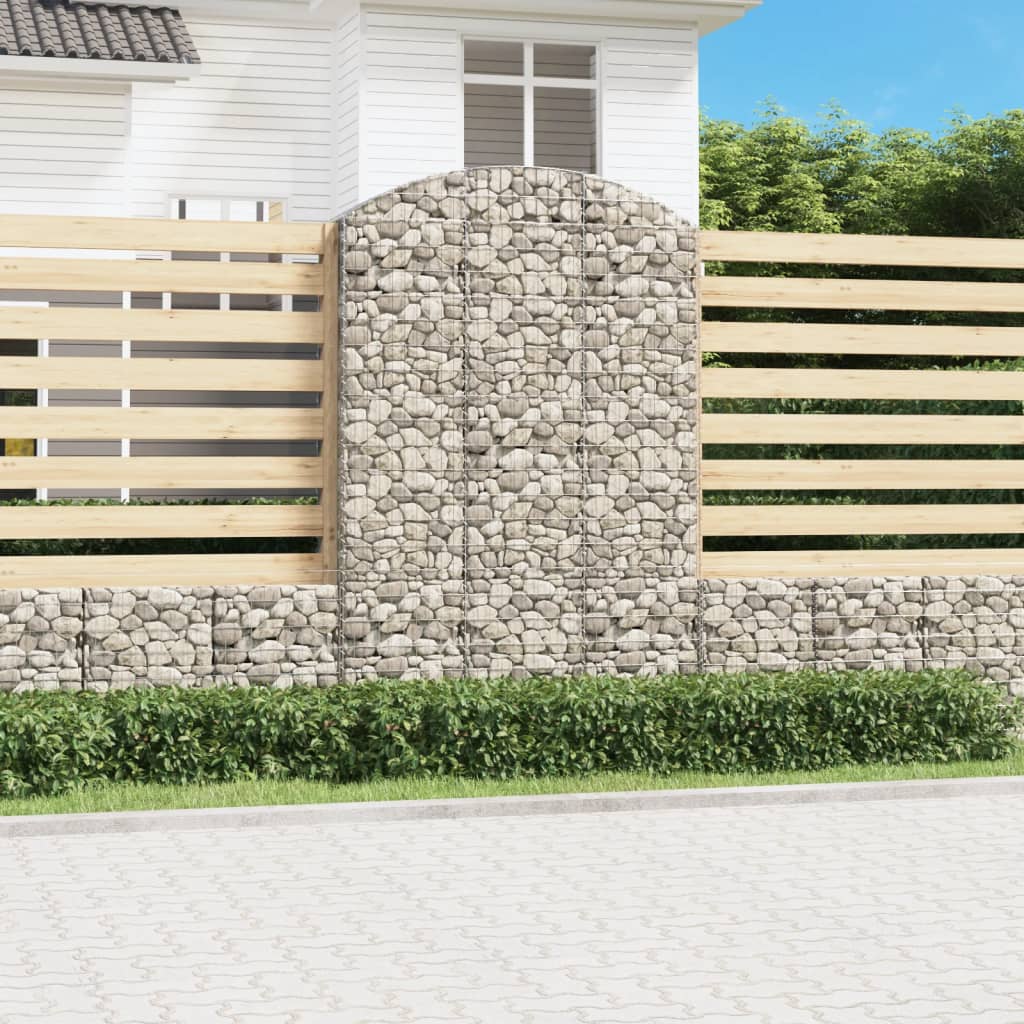vidaXL Cesto gabião arqueado 100x30x40/60 cm ferro galvanizado