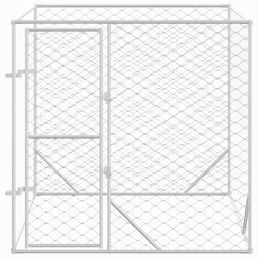vidaXL Canil de exterior 2x2x2 m aço galvanizado prateado