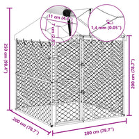 vidaXL Canil de exterior com teto 2x2x2,5m aço galvanizado prateado