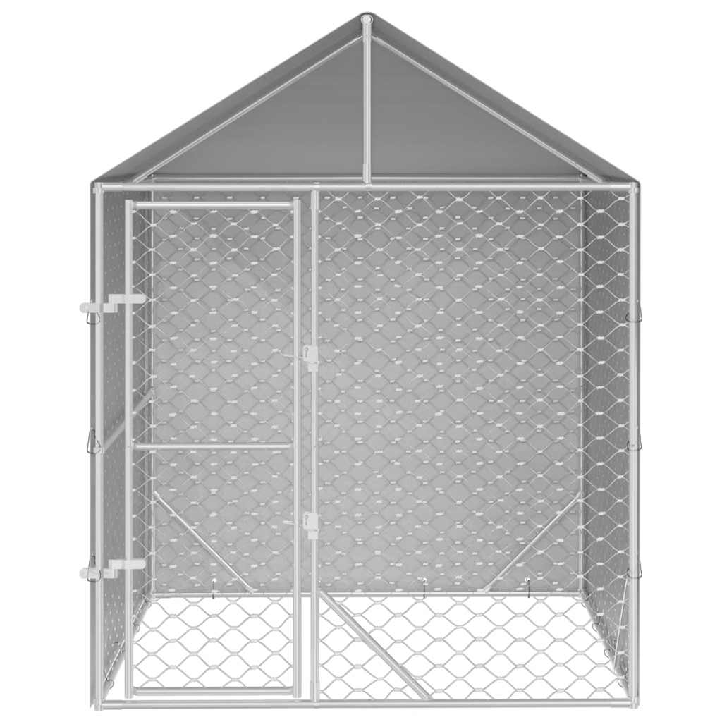 vidaXL Canil de exterior com teto 2x2x2,5m aço galvanizado prateado