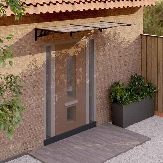 vidaXL Toldo de porta 122x90 cm policarbonato preto