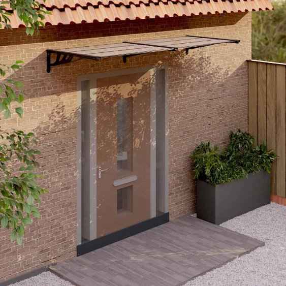 vidaXL Toldo de porta 122x90 cm policarbonato preto