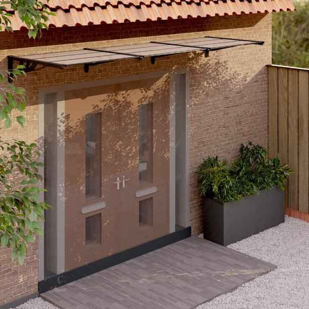 vidaXL Toldo de porta 122x90 cm policarbonato preto