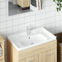 vidaXL Lavatório casa de banho retangular 71x48x23 cm cerâmica branco