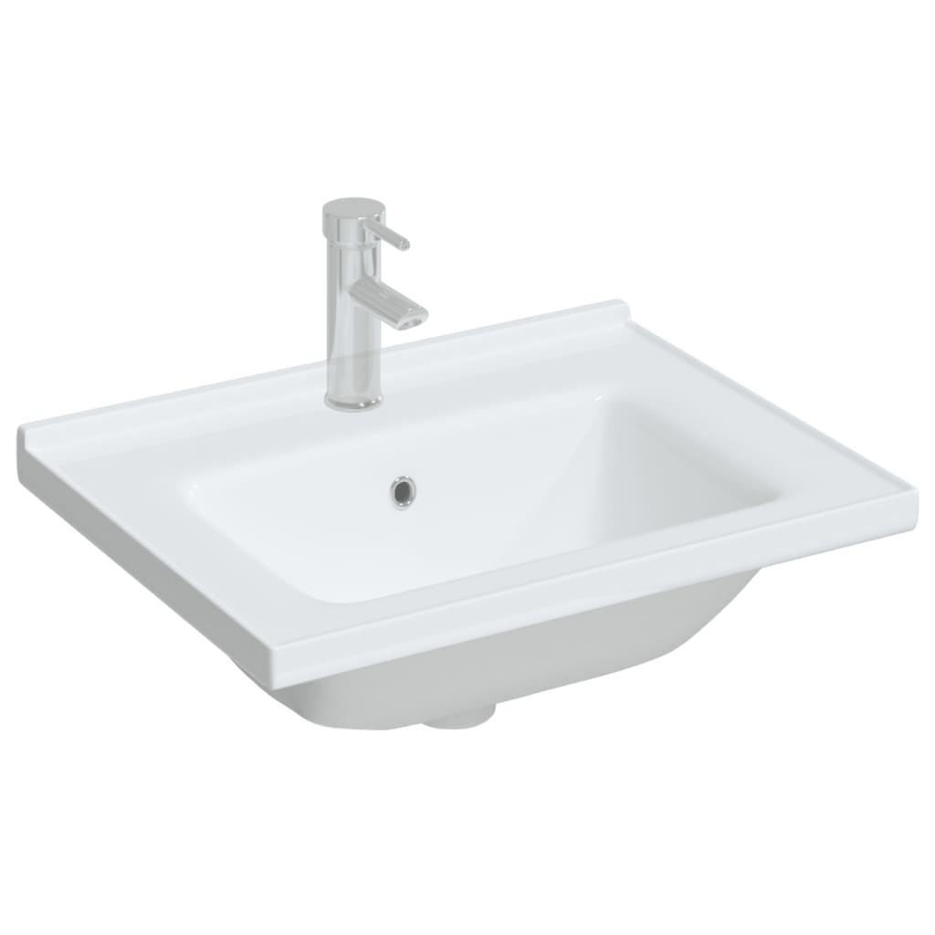 vidaXL Lavatório casa de banho retangular 61x48x19,5cm cerâmica branco
