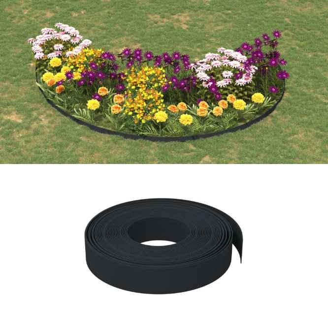 vidaXL Borda de jardim 10 m 10 cm polietileno cinzento