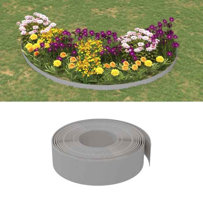 vidaXL Borda de jardim 10 m 10 cm polietileno cinzento