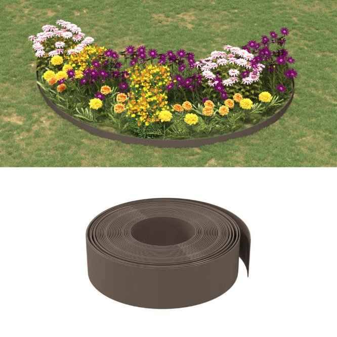 vidaXL Borda de jardim 10 m 10 cm polietileno cinzento