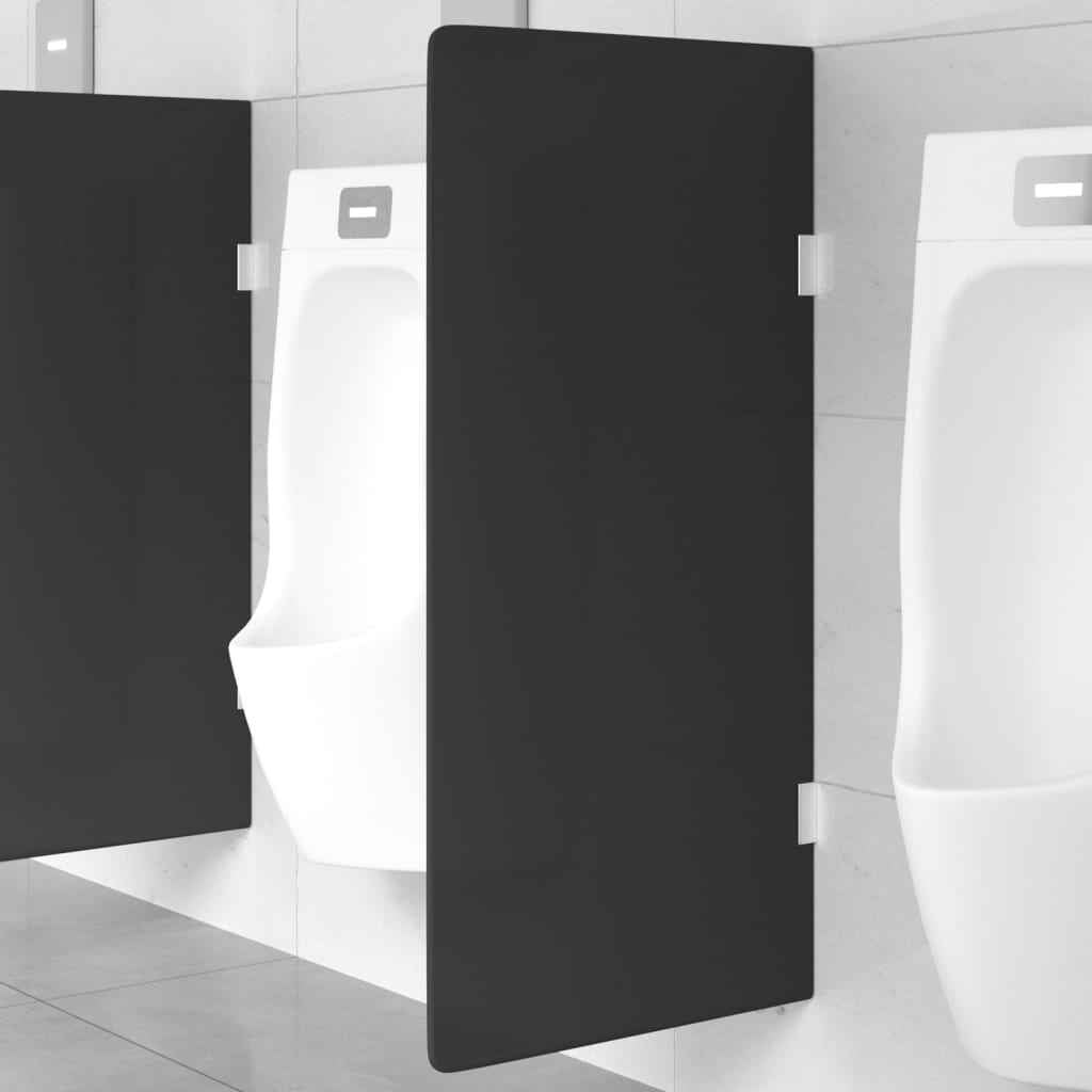 vidaXL Divisória privacidade p/ urinol de parede vidro temperado preto