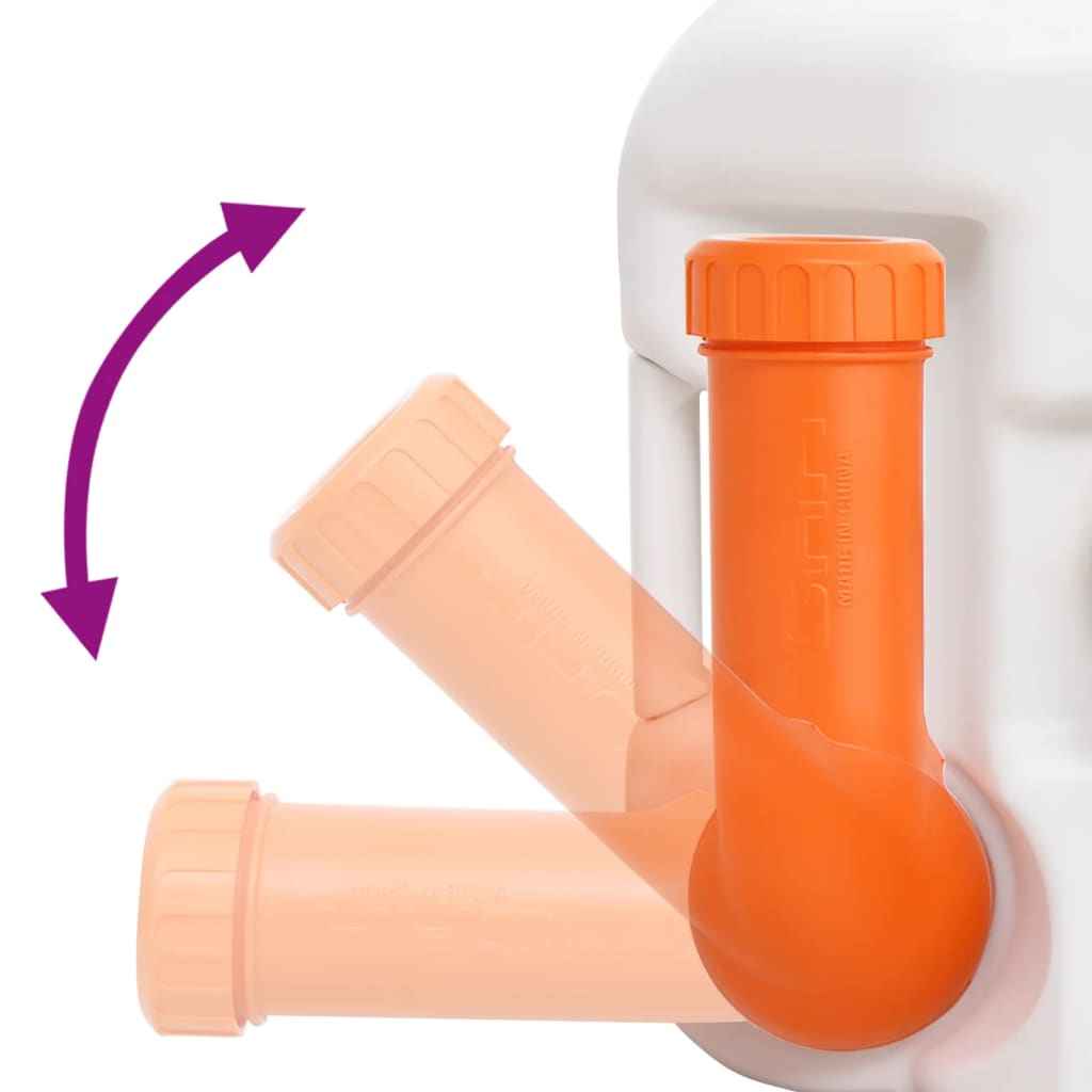 vidaXL Sanita integrada p/ campismo 24+17 L PEAD e aço branco